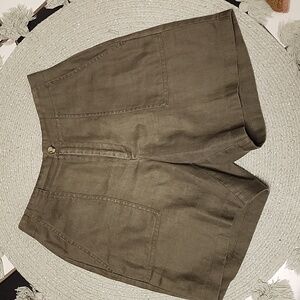 VintageBrooks Brothers women olive green linen shorts size 4 quiet luxury trendy
